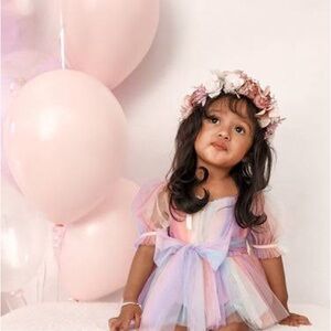 Arabella & Rose Unicorn Party Pastel Cake Smash/First Birthday Tutu Romper